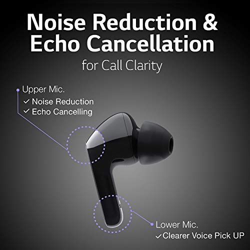 Lg Tone Free Fn4 - True Wireless Bluetooth Earbuds With Meridian Sound, Hypoallergenic Medical-Grade Ear Gels, Noise Reduction With A Close Fit, Dual Microphone For Work/Home Office, Black #TOP3