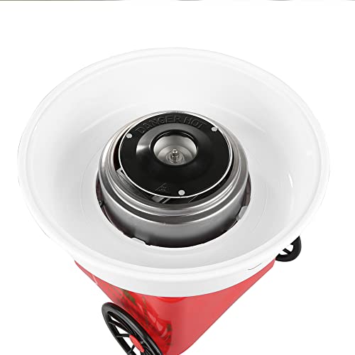 Zuckerwattemaschine 450-550 W Zuckerwatte 2 Heizröhren mit 10 Stäbchen Edelstahl Alu,Retro Cotton Candy Machine mit 10 Stäbchen und Zuckermessbecher,Rot (31 * 31 * 30cm) – Bild 5