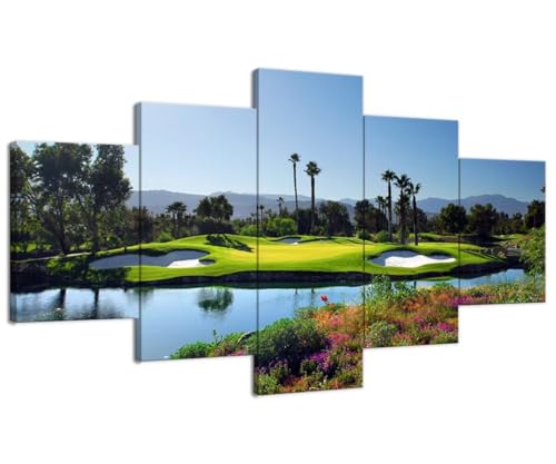 Indian Wells Golf Course Wall Art for Living Room Bedroom Bathroom Home Decorations Golf Course Pictures Posters Canvas Prints Modern Framed Artwork Ready to Hang(60''W x 40''H)