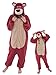 GONAAP Adult Onesie Pajamas Sherpa Animal One Piece Cosplay Costume for Women Men(Rose Bear,11-12Years)
