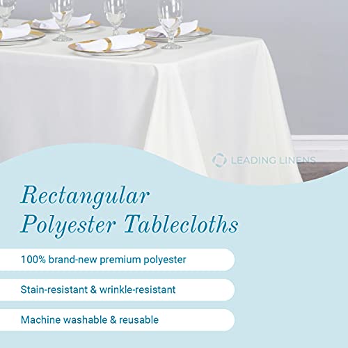 Leading Linens 10-Pcs 60" X 102" Inch Rectangular Polyester Cloth Fabric Linen Tablecloth - Wedding Reception Restaurant Banquet Party - Machine Washable - Choice Of Color - Black #TOP1