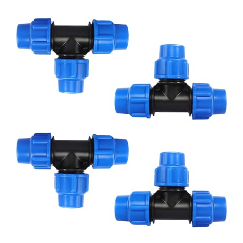 Plumbing Fittings,4 PCS 20mm MDPE Female Tee Connector T-Shaped Plastic Water Pipe Fitting for PE/MDPE Pipes Garden Hose Plumbing Adapter Pipe Connector Fittings Tap and Tank Connector