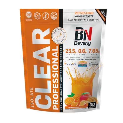 Beverly Isolate Clear - Protéine de lactosérum isolée clear whey - 908 g - 25 g de protéines par portion - 30 portions - Fruité, rafraîchissant - Saveur (ORANGE MANGUE)