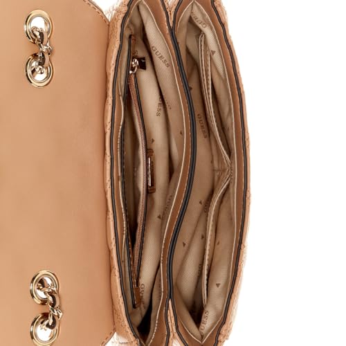 Bolso GUESS Giully Two Compartment beige de solapa con doble espacio interno 2