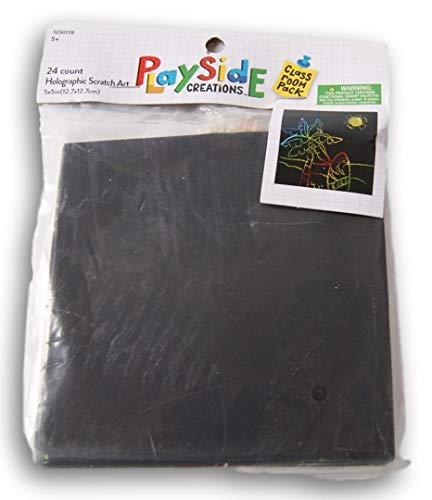 Playside Creations Scratch Art Craft - Kit holográfico para sala de aula infantil - 24 unidades