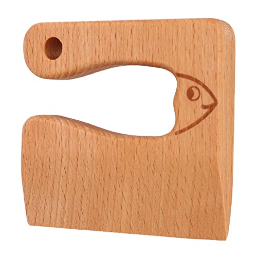 TOPINCN Coupe-légumes et Fruits en Bois pour Enfants, Couteau de Cuisine Sûr pour Enfants, Matériau en Hêtre (Poisson)