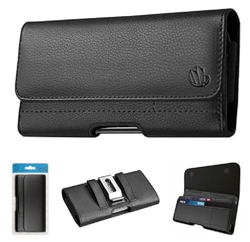 ExtremeCases T-Mobile REVVL 7 PRO 5G Belt Clip Credit Card Black Large Pouch Case Phone Cover + Extreme Band, Revvl7Pro-Pouch.7.0CC