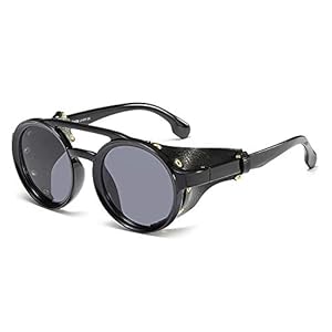 Gafas de sol de moto góticas Gafas de sol redondas vintage envoltura Side Shield Gafas de sol retro Steampunk Hombres Mujeres