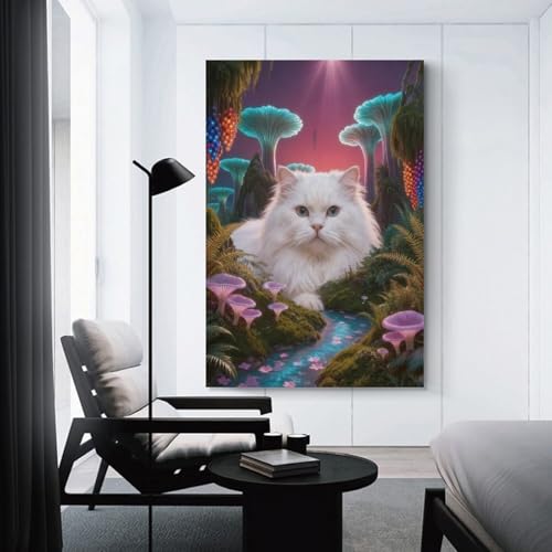 Cuadro de gato angora turco para quitar el vacio de tu salon 3