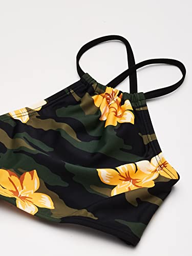 Kanu Surf Girls' Daisy UPF 50+ Beach Sport Halter Tankini 2-Piece Swimsuit, Rylie Army Green, 122