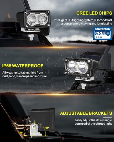 Image of LED Pods, AKD Part 4Pcs 3 inch 80W CREE LED Pod Lights Small Off Road Driving Lights Ditch Fog Lights for Trucks Motorcycle UTV ATV SUV Dirt Bike - Spot + Flood