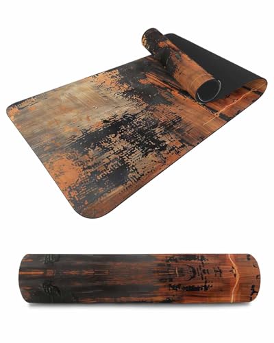 Debedcor Heat Proof Table Pads Waterproof Decorative, Black Orange Oil Painting Non-Slip Table Countertop Protector, Abstract Modern Art Graffiti Insulation Mat for Kitchen Room, 40 x 12 Inches