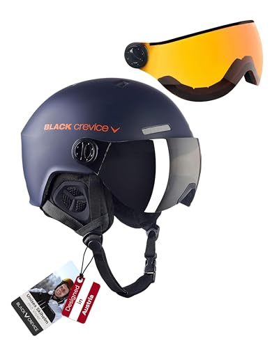 Black Crevice Skihelm Arlberg mit 2 Visier, Navy/orange, S/M