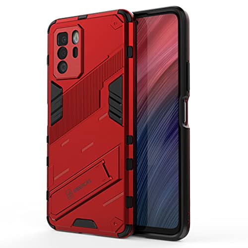 Liner Funda para Xiaomi Poco X3 GT Estuche, Carcasa de Antigolpes [Rugged Armour] Soporte Plegable Oculto Silicona TPU Bumper Anti-Caída Case para Xiaomi Poco X3 GT - Rojo