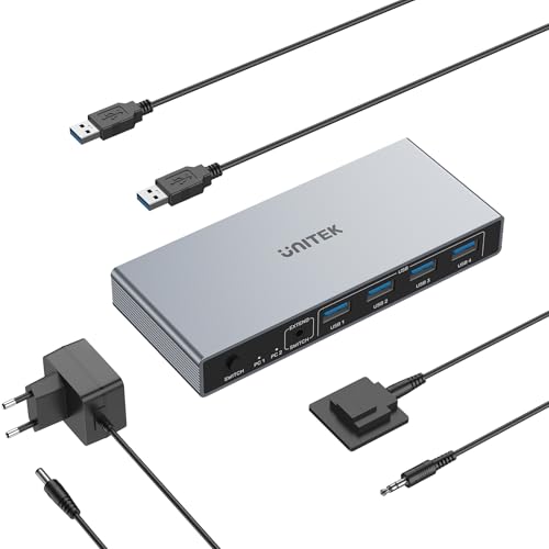 Hdmi Switch Unitek DP KVM Switch1 Monitor 2 - Computer USB 3.0 8K@60Hz KVM-Schalter 4 USB-A Für 2 Computer Teilen Von Monitor Tastatur Maus Festplatten HDCP Adaptiv 2 Kabel DC5V-Adapter Kvm Switch