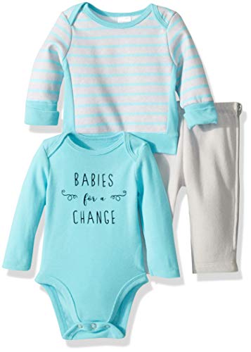 Hanes Ultimate Baby Zippin Fleece Pant with Long Sleeve Bodysuit and Sweatshirt, Blue/Grey Stripe, 0-6 Months