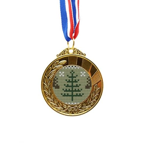 Medalla de oro de primer lugar con listón de reno navideño tejido