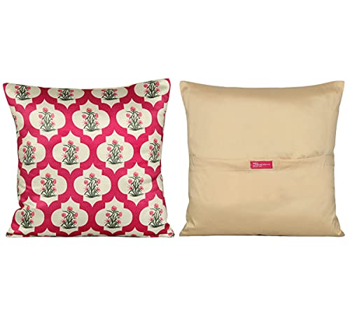 Image of India Circus by Krsnaa Mehta Poppy Window Multicolor Satin Blend Cushion Pillow Covers Set of 5 (16 x 16 Inches)