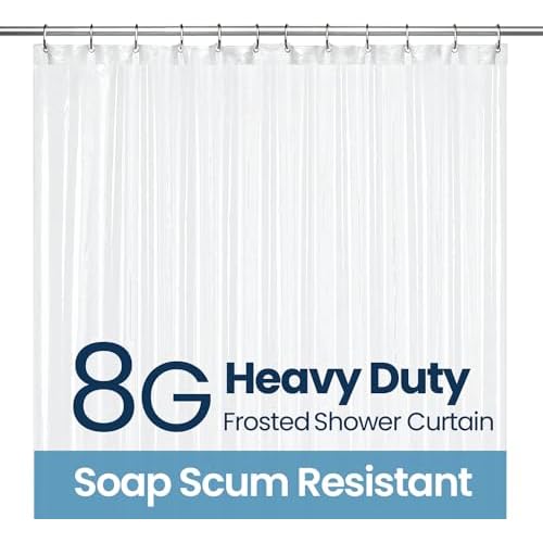 LiBa Bathroom Shower Curtain Waterproof Plastic Shower Curtain Premium PEVA Non-Toxic with Rust Proof Grommets Frosted 8G Bathroom Accessories 72×72