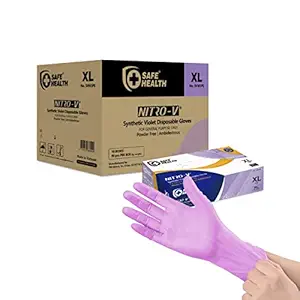 SafeHealth Nitro-V Nitile-Vinyl Synthetic Violet Industrial Gloves-XL | Case of 900 | Powder Free-Latex Free | Animal Agriculture-Housework-Painting-Bathroom Kitchen Cleaning-Dish Wash