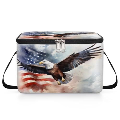 GzLeyigou Freedom Eagles Lunch Bags for Women Men 9 Cans, Hot & Cold Food Delivery Bag Insulated Grocery Bag Insulated Lunch Box Cooler Bag for Office Work Picnic Beach