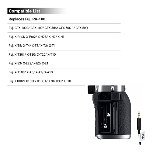 JJC Cable de Conexión para Disparador Fujifilm GFX100 GFX50S X-PRO3 X-T5 X-T4 X-T3 X-T2 X-T1 X-H2 X-H2S X-H1 X-T30II X-T30 X-T20 X-T100 XF10 X-A7 X100V X100F, etc. Cámaras de Repuesto para Fuji RR-100 - imagen 4