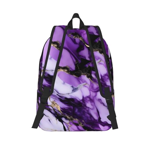 Sac à dos femme imprimé marbre violet pour ordinateur portable chic - 3