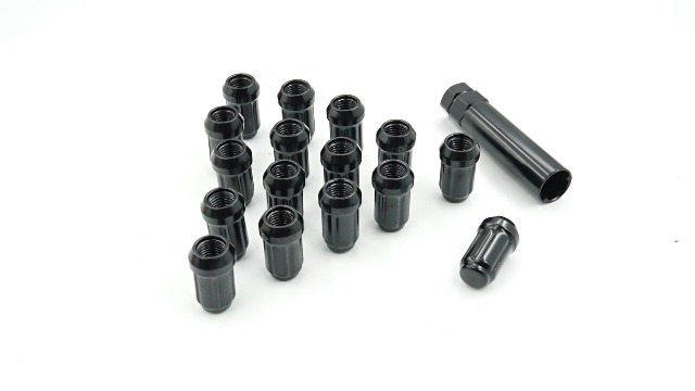 Image of M12x1.5 Wheel Lug Nuts for Polaris Ranger XP 900 /1000, General 1000, RZR S 900, XP 1000, Honda Pioneer 500, 700, 1000 - Black Spline Lug Nuts with 19mm /21mm Hex Key