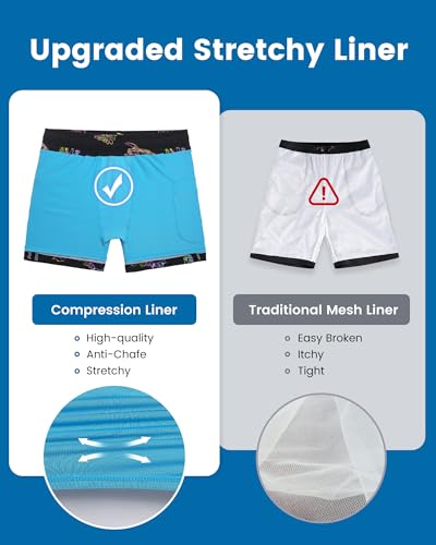 Image of maamgic 5inch Mens Swim Trunks with Compression Liner 2-in-1 Swimming Shorts Stretch Quick Dry with Zipper Pockets