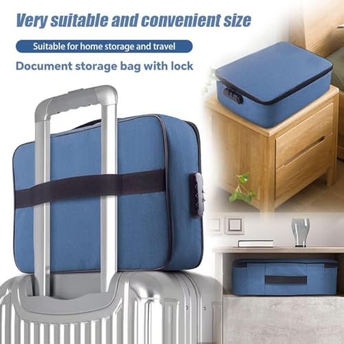 Image of Multilayer Document Organizer Bag with Lock - Waterproof Travel File Organiser for A4 Documents, Certificates, Passport & Laptop - Oxford Cloth Storage Folder (Black)