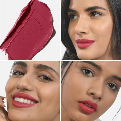 Image of Kiro Moist Matte Lipstick Hibiscus Petal (Berry Pink), 4.2 gm, Smudgeproof, Long lasting, Matte Lip stick, Vegan, No Paraben, Jojoba Oil, Cocoa Butter, Non Toxic Lipstick for Intense Pigmentation