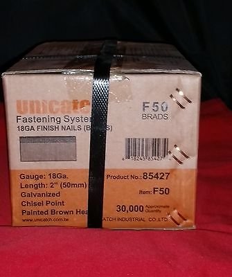 1 Case of 2" Galvanized 18 Gauge Brads 6 Boxes/Case for Senco, Bostitch,DeWalt