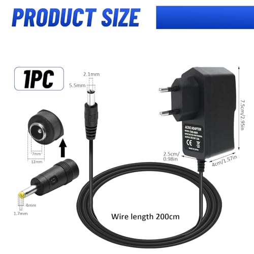 Netzadapter für Blutdruckmessgerät, 6 V, 1 A, Netzteil 6 V mit 1 Stecker für X2 Basic X3 Comfort X2 X4 X7 Smart M2 Basic M3 M6 Comfort M4 M7 Intelli IT Ladegerät Blutdruckmessgerät für Omron