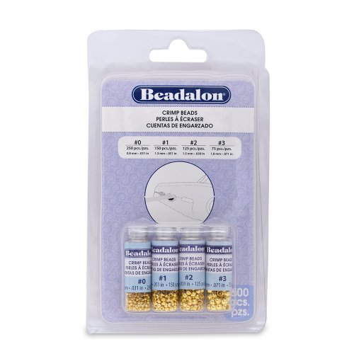 Beadalon Crimp Bead Variety Pack #0-3 Gold Plated, 600-Piece