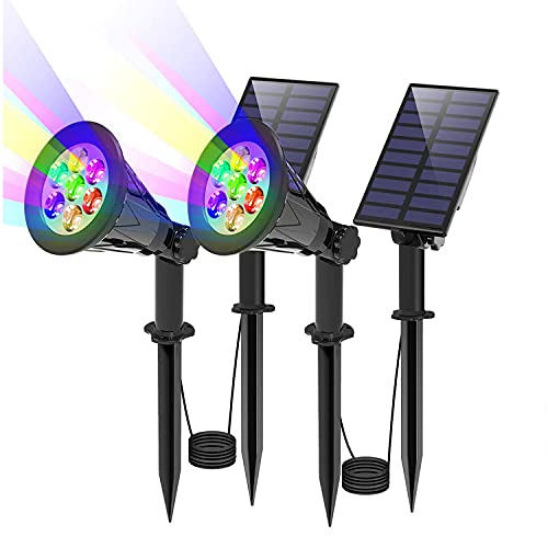 T-Sun Color Changing Solar Spotlights, 7 Led Seperate Solar Landscape Spotlights Auto Solar Garden Lights For Trees, Pond, Yard, Driveway, Pool Area(Colorful-2 Pack) #TOP15