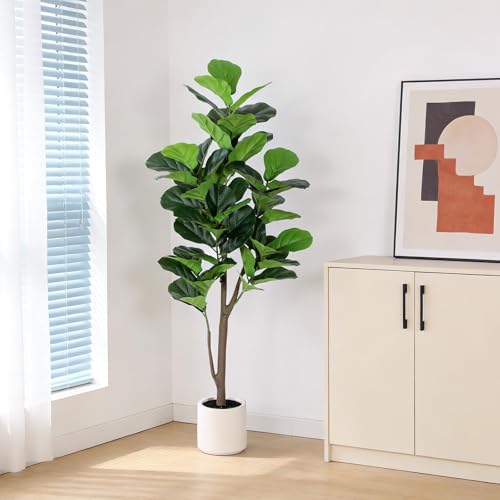 Figuier artificiel à feuilles de violon 1,5 m avec base stable - 6