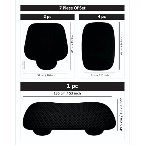 Image of AURAFRESH Car Seat Protector Cushions Cover, Airbag friendaly. (Black, 7PC Front & Rear SEAT Full Set)