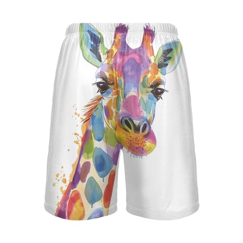 Men's Cute Giraffe Animal Pajama Shorts with Pocket and Drawstring S 202b57222