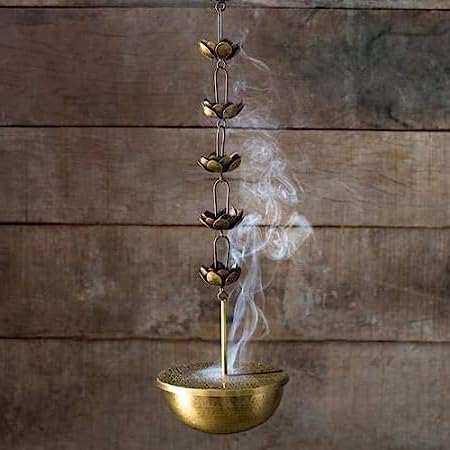 Image of Iron Flower Hanging Insence Burner | Dhuna Loban Burner Dhooni Dhoop Dhuni |Hanging Dhoop Batti Agardan Hanging Decor (Pack Of 1), Gold