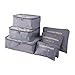 TOMYEER Organisateurs De Voyage Imperméables, 6 Pcs Valise Sacs 3 Cubes + 3 Pochettes, Gris