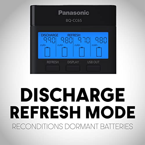 Panasonic K-Kj65Kha4Ba Super Advanced 4-Position Quick Charger With Lcd Indicator Panel, Usb Charging Port And 4Aa Eneloop Pro Rechargeable Batteries, Black #TOP3