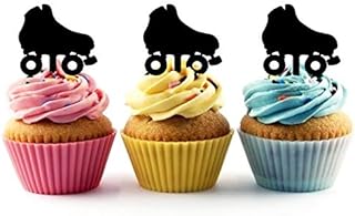 TA0962 Roller Skate Silhouette Party Wedding Birthday Acrylic Cupcake Toppers Decor 10 pcs