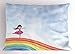 Ambesonne Ballerina Pillow Sham, Graphic Illustration Drawing of Lady Dancing Freely on a Rainbow with Music Notes, Decorative Standard Size Printed Pillowcase, 26