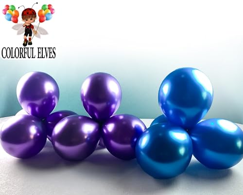 Image of Purple Metallic Chrome Latex Balloons 5 inch 100 Pack Thicken Round Balloon for Birthday Party Decorations