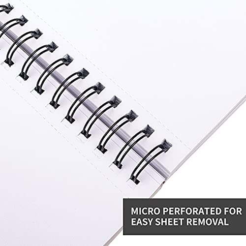 FIXSMITH 9"X12" Sketch Book | 200 Sheets (68 lb/100gsm) Sketchbook| 2 Pack (100 Sheets Each) |Acid Free Drawing Paper | Spiral Bound Sketchpad for Beginners,Artists & Professionals | Bright White by FIXSMITH - Used condition - Image 5