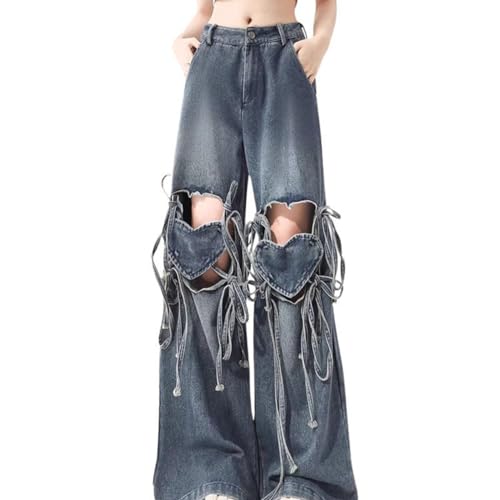 Y2K Aesthetic Cargo Track Pants, Cyber Fairy Grunge Pants, Casual Wide Leg Trousers Joggers, Gothic Ripped Jeans3