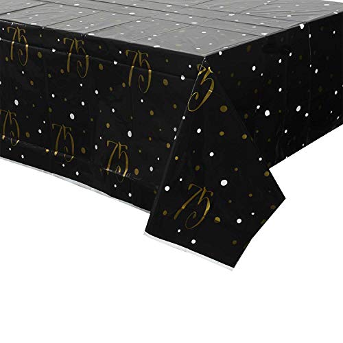 MAGJUCHE 75th Birthday Table Cloth Covers, 2-Pack Plastic Tablecloths for Rectangle Tables 75