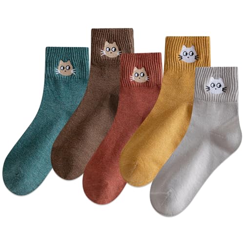 Image of IIG Womens Novelty Cotton Crew Socks Cute Animals Socks Fun Flower Socks (fit women's shoe size 5-9)