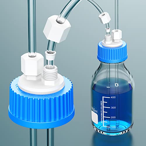 Multiple Distributor for Bottles GL45 Insert Made of PTFE,Liquid Chromatography Waste Cap,HPLC Solvent Delivery Caps,PP by ZHANXUBIO (1/4-2 Port)