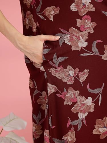 Image of 9shines Label Alpine Sleeveless Nighty | All Over Print Maxi for Women | Night wear for Women | Full Length Night Gown for Women | Night Dress for Women Stylish (Alpine Sleeveless 24)